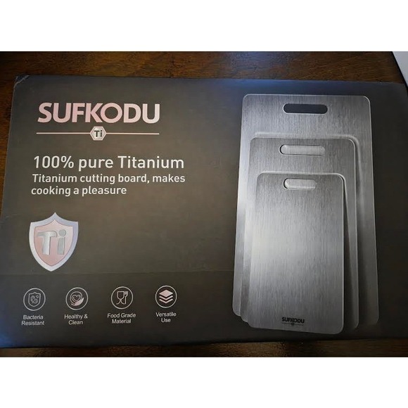 SUFKODU Titanium (1) Cutting Board Kitchen Food Gr. Antimicrobial Handle - Picture 8 of 10